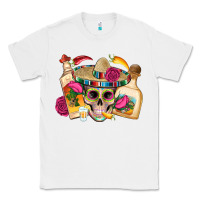 White mexican skull sombrero tequila bottle paper roses Classic Tee - Artiststas