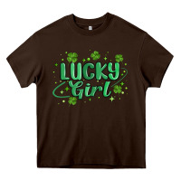 Chocolate Brown lucky girl Heavy Core Tee - MaliasSmallBusiness