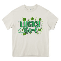 Cream lucky girl Heavy Core Tee - MaliasSmallBusiness