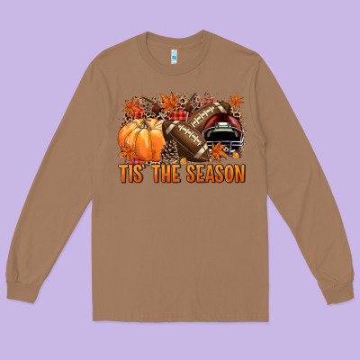 Tis' The Season Football And Maroon Helmet Long Sleeve Tee Designed By Nancycooperartshop