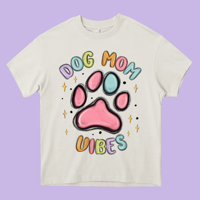 Dog Mom Vibes Heavy Core Tee Designed By Maliassmallbusiness