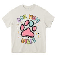 Cream dog mom vibes Heavy Core Tee - MaliasSmallBusiness