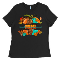 Black Thankful grateful blessed mini pumpkin Ladies Tee - NancyCooperArtShop