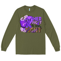 Army Green Her fight is our fight purple ribbon Long Sleeve Tee - NancyCooperArtShop