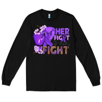 Black Her fight is our fight purple ribbon Long Sleeve Tee - NancyCooperArtShop