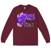 Burgundy Her fight is our fight purple ribbon Long Sleeve Tee - NancyCooperArtShop