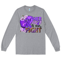 Heather Grey Her fight is our fight purple ribbon Long Sleeve Tee - NancyCooperArtShop