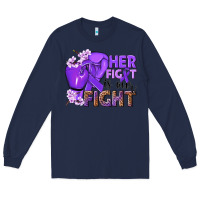 Navy Her fight is our fight purple ribbon Long Sleeve Tee - NancyCooperArtShop