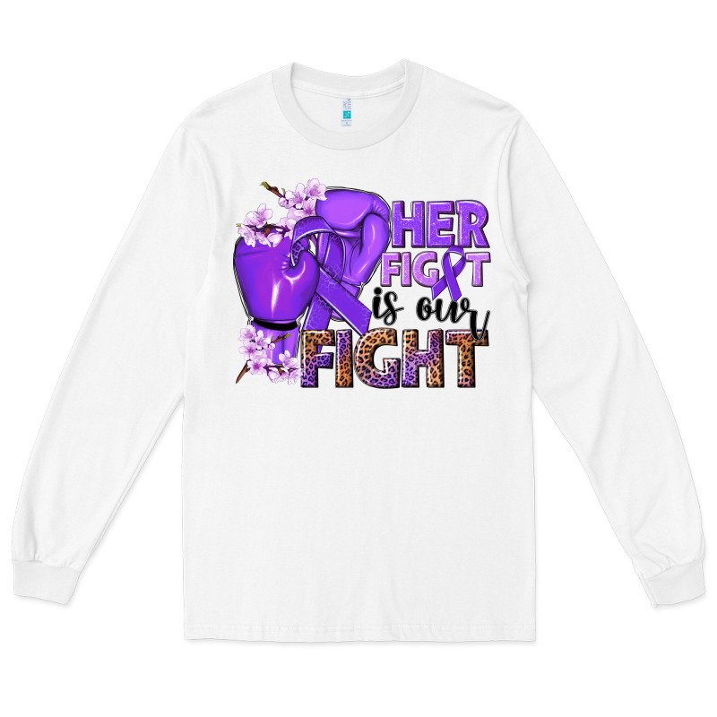Her Fight Is Our Fight Purple Ribbon Long Sleeve Tee by NancyCooperArtShop | Teevron