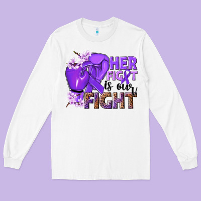 Her Fight Is Our Fight Purple Ribbon Long Sleeve Tee Designed By Nancycooperartshop