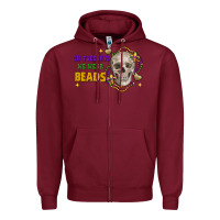 Burgundy On tuesdays we wear beads skull Zipper Hoodie - FaDigitalArtStudio