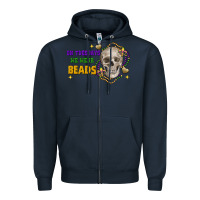Navy On tuesdays we wear beads skull Zipper Hoodie - FaDigitalArtStudio