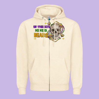 On Tuesdays We Wear Beads Skull Zipper Hoodie Designed By Fadigitalartstudio