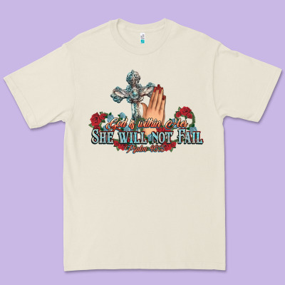 She Will Not Fail Psalm Christian Cross Pray Premium Tee Designed By Nancycooperartshop