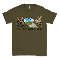 Army Green Peace Love Percheron Horse Classic Tee - LillyAllenDesigns