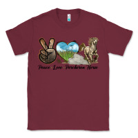 Burgundy Peace Love Percheron Horse Classic Tee - LillyAllenDesigns