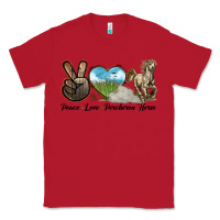 Red Peace Love Percheron Horse Classic Tee - LillyAllenDesigns