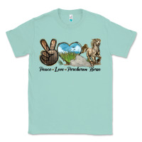 Seafoam Peace Love Percheron Horse Classic Tee - LillyAllenDesigns