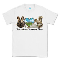 White Peace Love Percheron Horse Classic Tee - LillyAllenDesigns