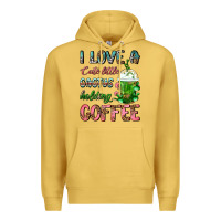 Antique Gold I Love A Cute Little Cactus Holding Coffee Premium Hoodie - FaDigitalArtStudio