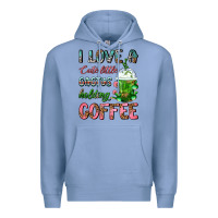 Colony Blue I Love A Cute Little Cactus Holding Coffee Premium Hoodie - FaDigitalArtStudio
