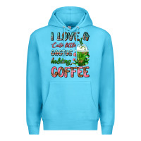 Ocean Blue I Love A Cute Little Cactus Holding Coffee Premium Hoodie - FaDigitalArtStudio