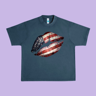 American Flag Lips Urban Heavy Tee Designed By Bettercallsaul