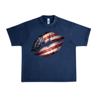 Navy American Flag Lips Urban Heavy Tee - Bettercallsaul