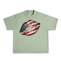 Oil Green American Flag Lips Urban Heavy Tee - Bettercallsaul