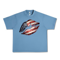 Pebble Blue American Flag Lips Urban Heavy Tee - Bettercallsaul