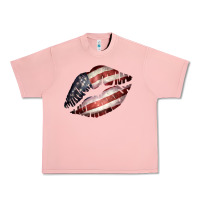 Salmon American Flag Lips Urban Heavy Tee - Bettercallsaul