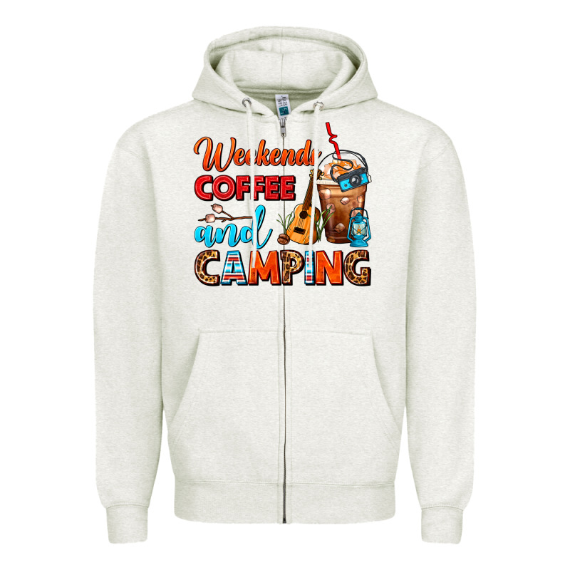 Weekends Coffee And Camping Frappe Coffee Zipper Hoodie by FaDigitalArtStudio | Teevron