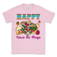 Bubblegum Pink Happy Cinco De Mayo Mexican Skull Tequila Bottle Roses Cactus Classic Tee - Artiststas