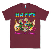 Burgundy Happy Cinco De Mayo Mexican Skull Tequila Bottle Roses Cactus Classic Tee - Artiststas
