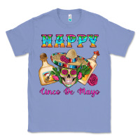 Happy Cinco De Mayo Mexican Skull Tequila Bottle Roses Cactus Classic Tee | Teevron