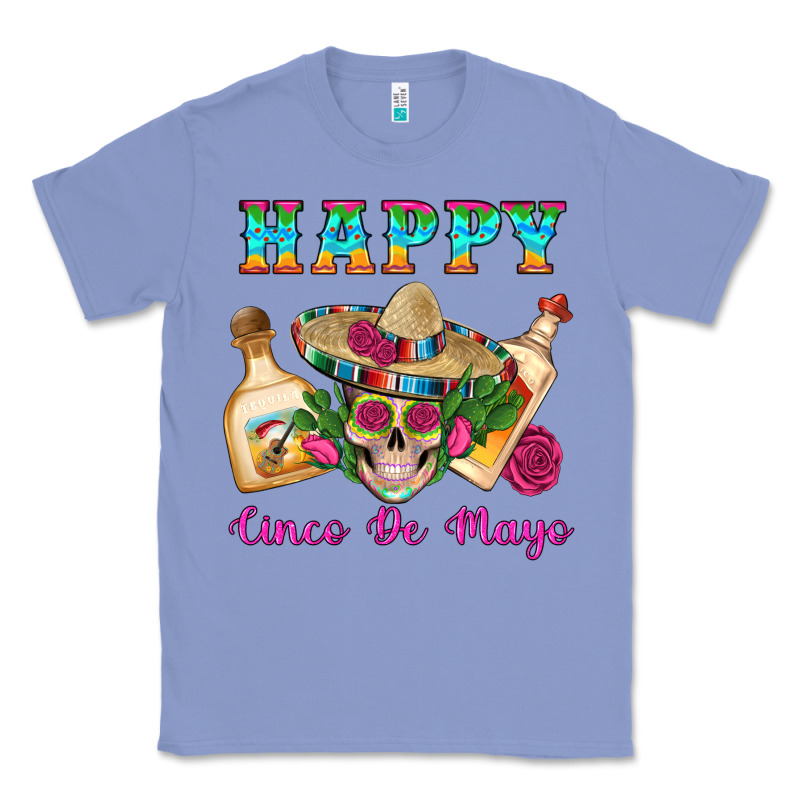Happy Cinco De Mayo Mexican Skull Tequila Bottle Roses Cactus Classic Tee by Artiststas | Teevron