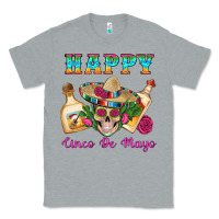 Heather Grey Happy Cinco De Mayo Mexican Skull Tequila Bottle Roses Cactus Classic Tee - Artiststas