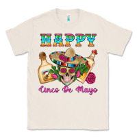 Natural Happy Cinco De Mayo Mexican Skull Tequila Bottle Roses Cactus Classic Tee - Artiststas