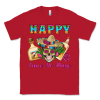 Red Happy Cinco De Mayo Mexican Skull Tequila Bottle Roses Cactus Classic Tee - Artiststas