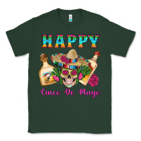 Sports Green Happy Cinco De Mayo Mexican Skull Tequila Bottle Roses Cactus Classic Tee - Artiststas