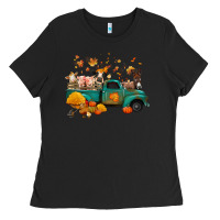 Black fall farm animals truck nancy Ladies Tee - NancyCooperArtShop