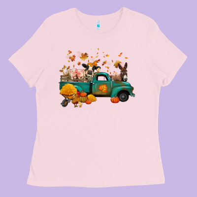 Fall Farm Animals Truck Nancy Ladies Tee Designed By Nancycooperartshop