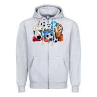 Heather Grey Soccer Coffee Cups Zipper Hoodie - FaDigitalArtStudio