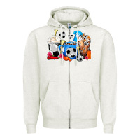 Oatmeal Heather Soccer Coffee Cups Zipper Hoodie - FaDigitalArtStudio