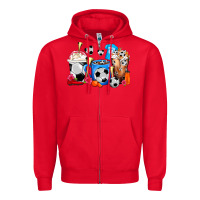 Red Soccer Coffee Cups Zipper Hoodie - FaDigitalArtStudio