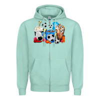 Seafoam Soccer Coffee Cups Zipper Hoodie - FaDigitalArtStudio