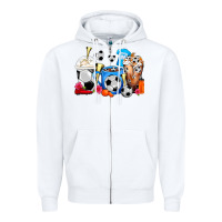 White Soccer Coffee Cups Zipper Hoodie - FaDigitalArtStudio