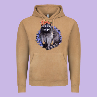 Raccoon With Flowers Vintage Hoodie Designed By Bettercallsaul