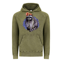 Vintage Olive Raccoon with Flowers Vintage Hoodie - Bettercallsaul
