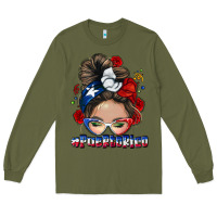 Army Green Puerto Rico messy bun Long Sleeve Tee - NancyCooperArtShop